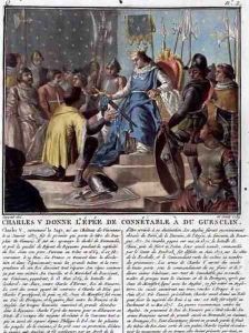 Charles V 1337-80 Presents the Epee of the High Constable to Du Guesclin c.1320-80, 1789