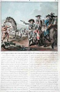 Attack on the trenches established in front of Denain, 1712, engraved by Louis Le Coeur fl.1780-1800, 1787 by Antoine Louis Francois Sergent-Marceau