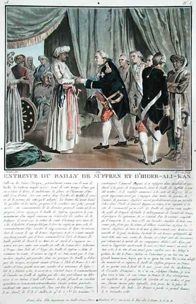 Meeting of Pierre Andre de Suffren de Saint Tropez (1729-88) and Haider Ali (1728-82), 1782, engraved by Jean Baptiste Morret fl.1790-1820, 1789 - view 1