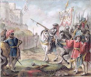 Joan of Arc 1412-31 Orders the English to Leave France, engraved by Louis Roger, 1787