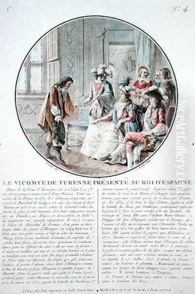 The Viscount of Turenne 1611-75 is presented to King Philip IV 1605-65 of Spain, engraved by L. Roger, 1786 - view 1