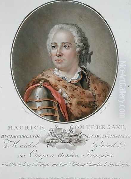 Maurice 1696-1750 Count of Saxony, 1787, from Portraits des grands hommes, femmes illustres, et sujets memorables de France, engraved by Ride, published 1787-92 - view 1
