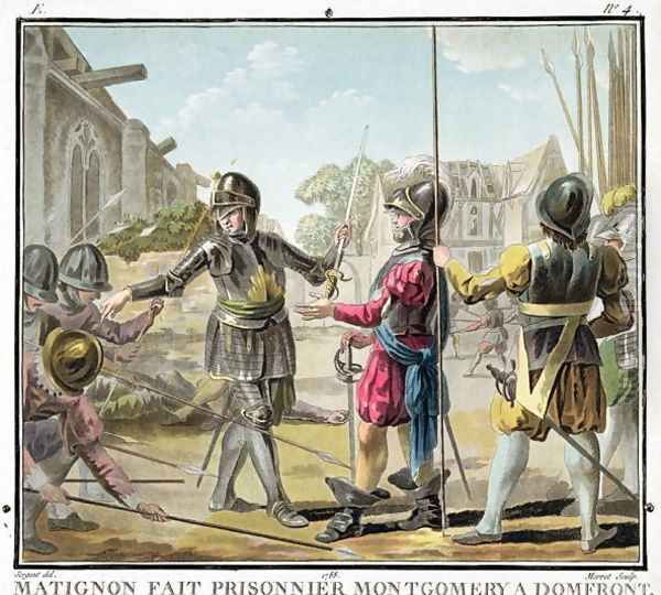 Jacques il Goyon, Lord of Matignon, Takes Montgomery a Domfront Prisoner, engraved by Jean Baptiste Morret fl. 1790-1820, 1788 - view 1