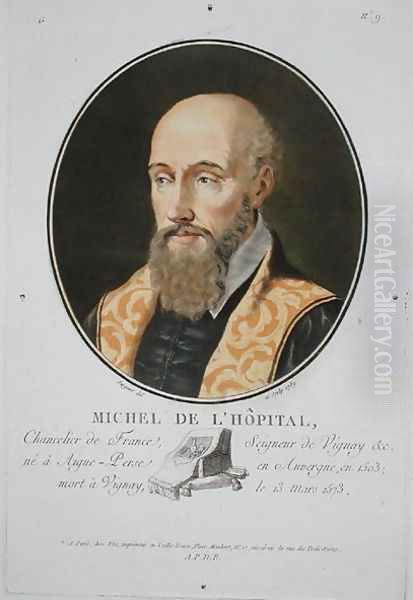 Michel de lHopital 1507-73 from Portraits des grands hommes, femmes illustres, et sujets memorables de France, published 1787-92 - view 1