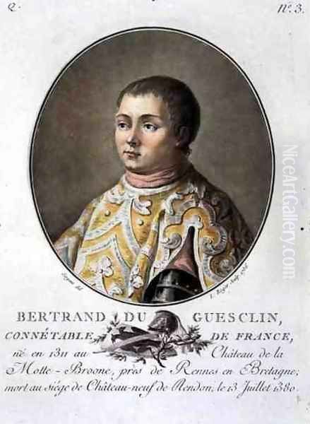 Portrait of Bertrand du Guesclin 1311-80, High Constable of France, engraved by Leon Roger, 1786 - view 1