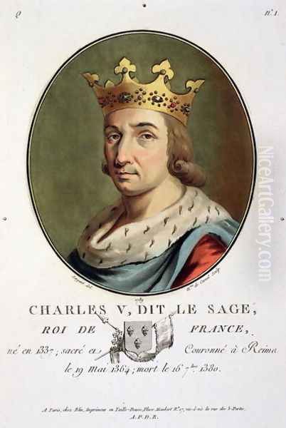 Portrait of Charles V, Called The Wise King of France 1337-80 engraved by Madame de Cernel, 1789 - view 1