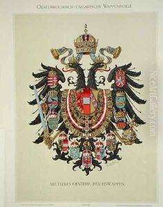 Plate with the coat of arms of the Austro-Hungarian Empire, from Heraldischer Atlas by the artist, 1899 by Strohl, Hugo Gerard