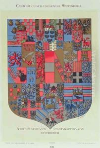 Coat of Arms of the Austro-Hungarian Empire, showing the armorial bearings of the Imperial Austrian Court engraved by R. M. Rohrer by Strohl, Hugo Gerard