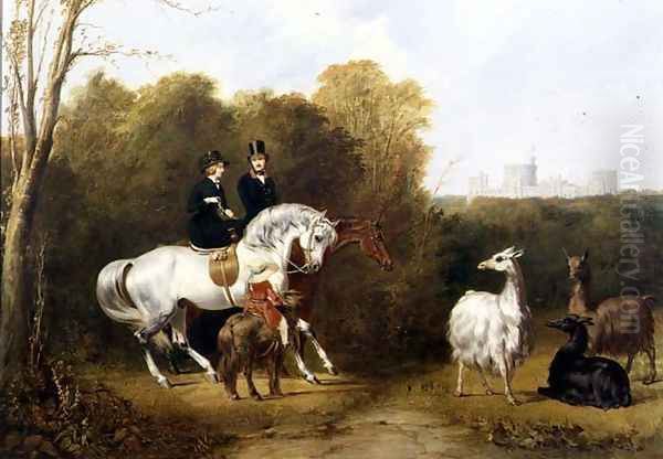 Queen Victoria 1819-1901 and Prince Albert 1819-61 Viewing the Llamas in the House Park, Windsor, c.1845 - view 1