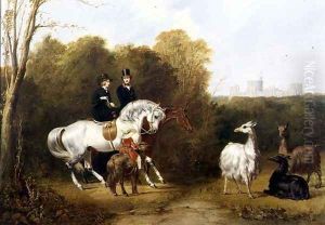Queen Victoria 1819-1901 and Prince Albert 1819-61 Viewing the Llamas in the House Park, Windsor, c.1845 by Gourlay Steell