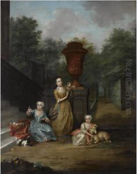 A Portrait Of Maria Christina
(born 1723), Adriana (born 1728) And Christina Elisabeth (born 1729)
Pompe Van Meerdervoort At The Family's Country Estate - view 1