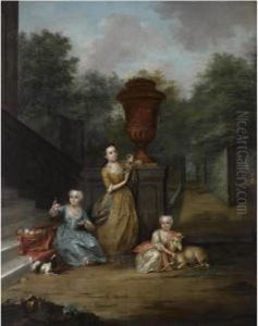A Portrait Of Maria Christina
(born 1723), Adriana (born 1728) And Christina Elisabeth (born 1729)
Pompe Van Meerdervoort At The Family's Country Estate by Aert Schouman