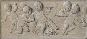 Design For A Frieze With Bacchanalian Putti. by Aert Schouman