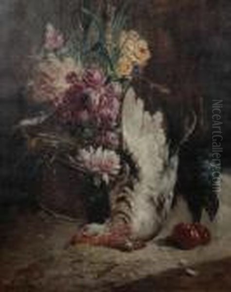 Stilleven Met Gevogelte En Bloemenmand - view 1