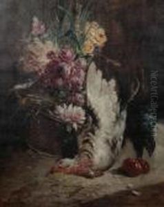 Stilleven Met Gevogelte En Bloemenmand by Henry Schouten