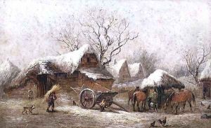 A Winter Farmyard Scene by Thomas Smythe