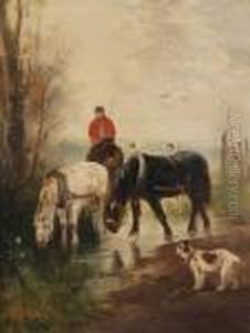 Paarden Bij De Drinkplaats by Henry Schouten