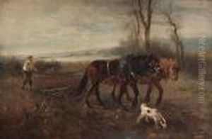 Ploegende Boer Met Paard by Henry Schouten