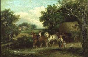 The Haycart Crossing the Ford in Summer by Thomas Smythe