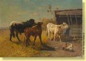 Vaches Sur Fond De Mer Du Nord by Henry Schouten