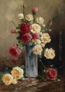 Mazzo Di Rose In Un Vaso Di Porcellana by Henry Schouten
