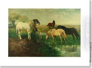 Four Horses Atthe Watering Place by Henry Schouten