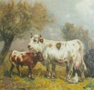 Cows And Chickens In A Landscape by Henry Schouten