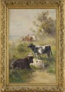 Sommerlandschaft Mit Kuhen. by Henry Schouten