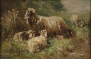 Schafe Mit Lammern. by Henry Schouten