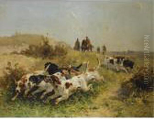 A Hunting Scene, Setters On The Scent - view 1