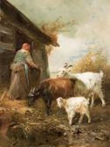 Femme Et Chevres