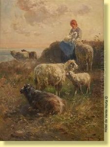 Bergere Et Ses Moutons En Bord De Mer Bergere Et Ses Moutons En Bord De Mer