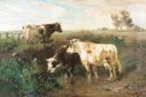 Koeien Aan De Drinkplaats by Henry Schouten