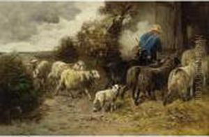 A Herdsman With His Flock Returning Home A Herdsman With His Flock Returning Home