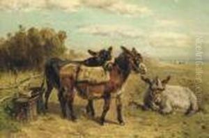 Donkeys Resting In A Coastal Landscape by Henry Schouten