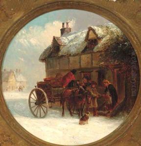 Delivering supplies in a winter landscape by Thomas Smythe