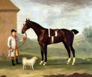 Fox - a dark bay hunter, held by a liveried groom, 1772 by Francis Sartorius