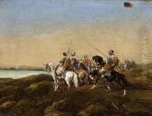 Arab Warriors On Horseback by Adolf Schreyer