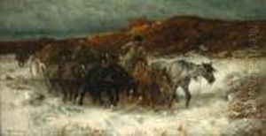 Homeward Bound In The Snow by Adolf Schreyer