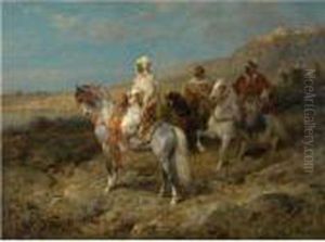 Arab Scouts On Horseback by Adolf Schreyer