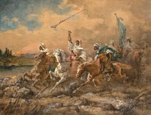 Galoppierende Arabisch Reiters by Adolf Schreyer