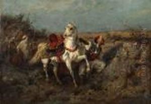 Cavaliers Arabes S'appretant A L'attaque by Adolf Schreyer