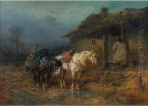 The Halt For Shelter by Adolf Schreyer