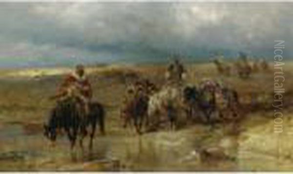 Arabs Watering Their Horses - view 1