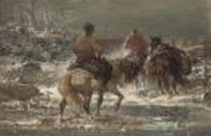 Cossaks In A Winter Landscape by Adolf Schreyer
