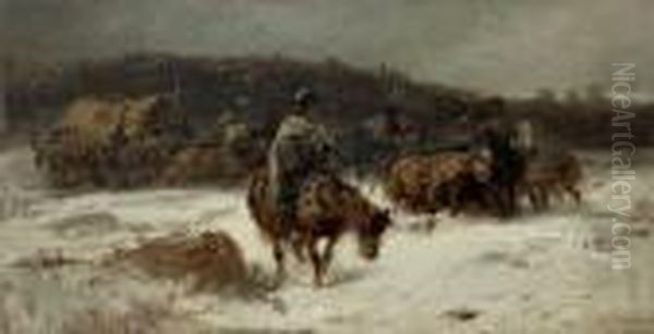 Wallachische Transportkolonne In Schneelandschaft - view 1