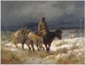 Horseman On The Russian Steppe by Adolf Schreyer