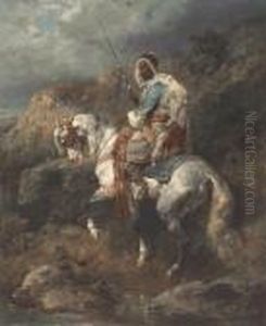 Arabischer Reiter An Einter Tranke by Adolf Schreyer