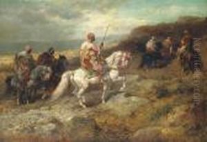 Arab Warriors On A Rocky Hillside Arab Warriors On A Rocky Hillside