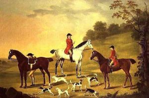 Huntsmen and hounds in a wooded landscape by Francis Sartorius